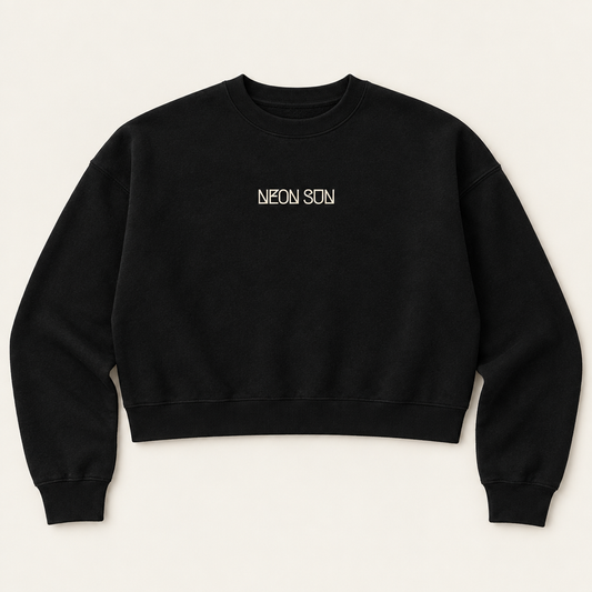 NEON SUN Club Crop Crew flat-lay mockup