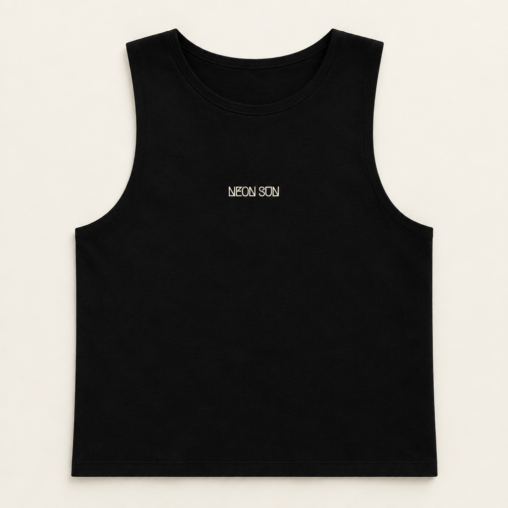 NEON SUN Hours Tank flat-lay mockup